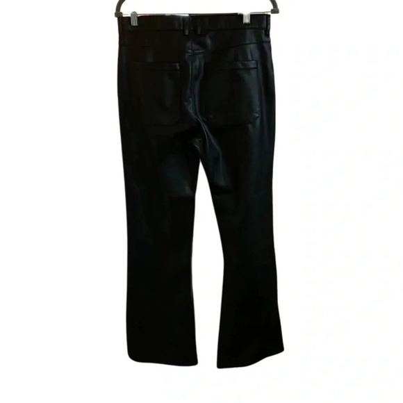 Zara Faux Leather High Waist Black Flare Pants Size 30 - Picture 6 of 7